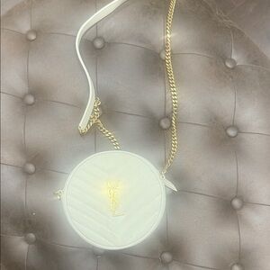 Yves Saint Laurent White and Gold Round Bag